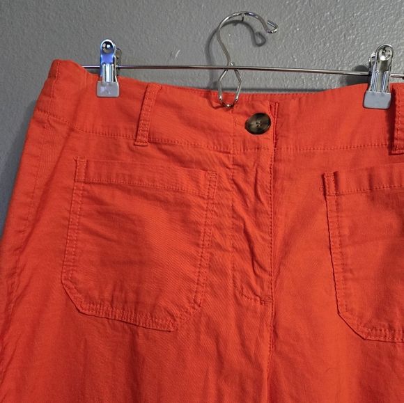 Nicole Miller New York Fall Orange Wide Leg Linen Blend Pants Size 10 - Picture 2 of 13